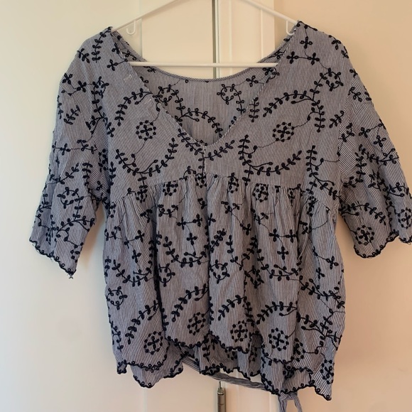 Boutique Blue Embroidered Blouse - Picture 3 of 6